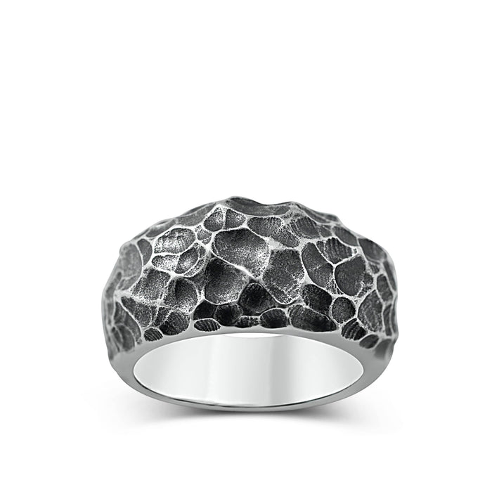 Men's ring Band carved moon - Black Rock Jewel