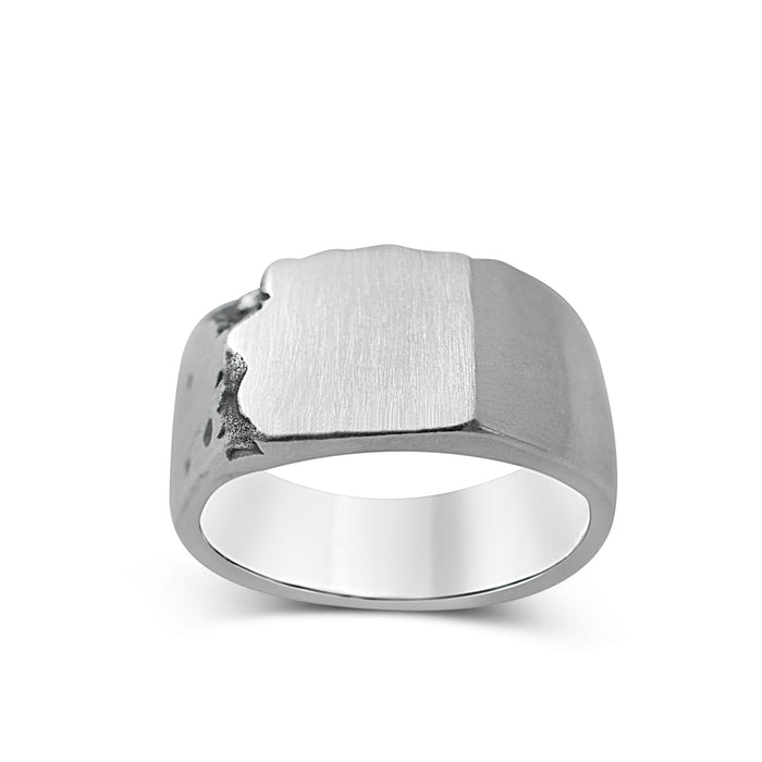Men's ring Signet classic carved - Black Rock Jewel