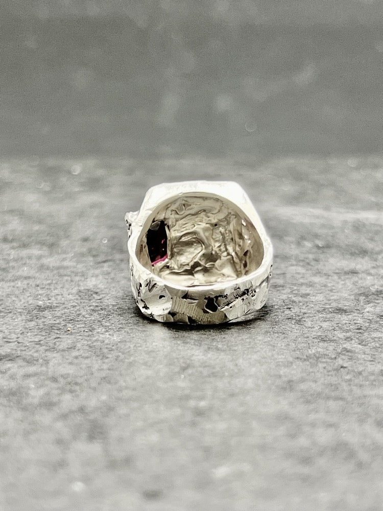 Blackrock Jewel Signet Ring Men Red Garnet Stone