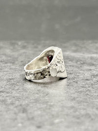 Blackrock Jewel Signet Ring Men Red Garnet Stone