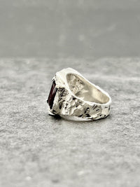 Blackrock Jewel Signet Ring Men Red Garnet Stone