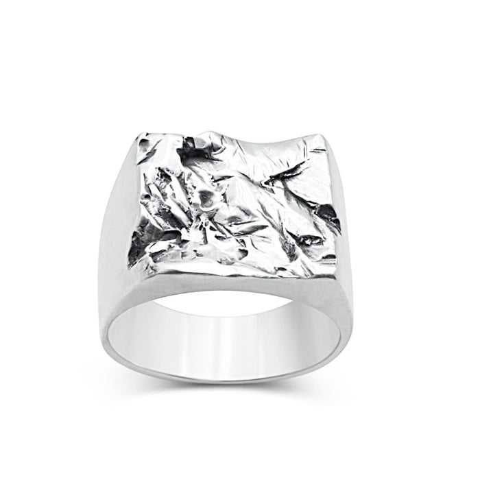 Square signet crunch rock ring - Black Rock Jewel