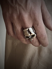 The Skull ring with red garnet stone - Black Rock Jewel