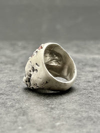 The Skull ring with red garnet stone - Black Rock Jewel