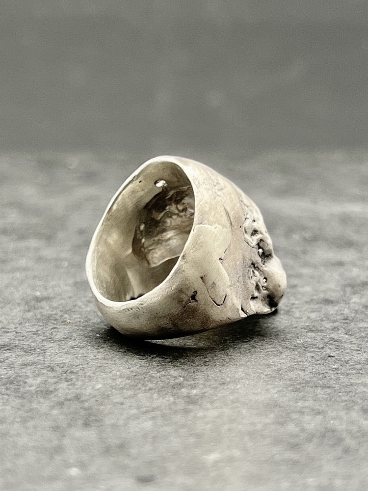 The Skull ring with red garnet stone - Black Rock Jewel