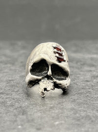 The Skull ring with red garnet stone - Black Rock Jewel