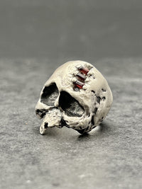 The Skull ring with red garnet stone - Black Rock Jewel