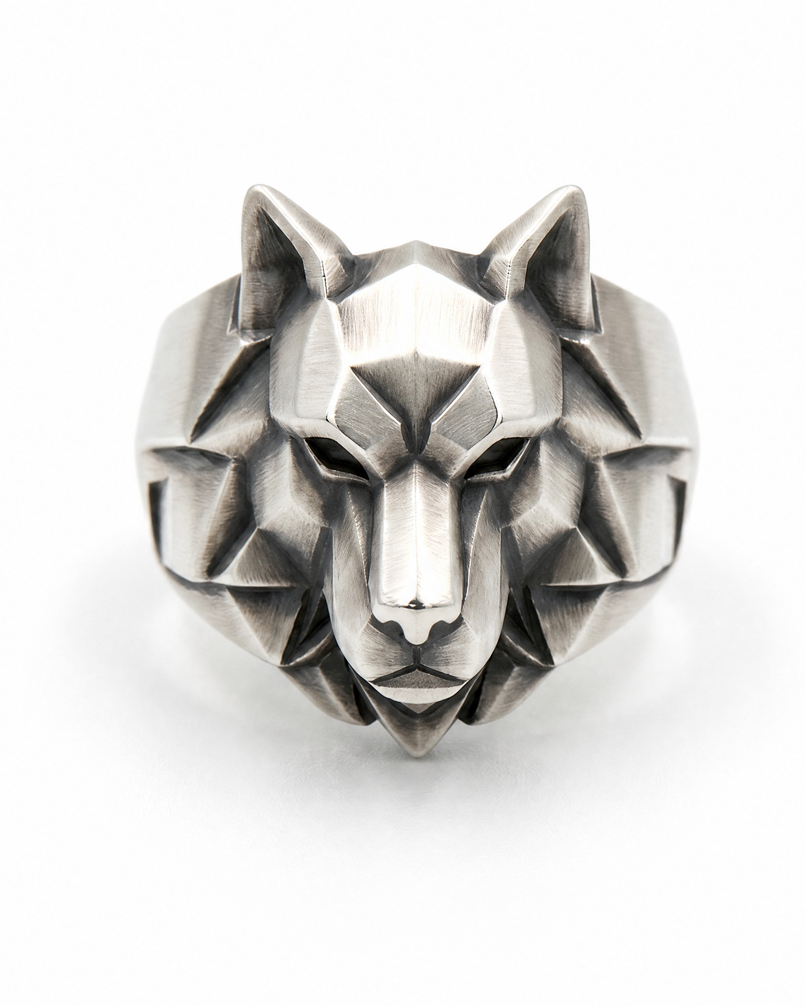 FENRIR hand-carved wolf head signet ring · recycled 925 sterling silver · Black Rock Jewel