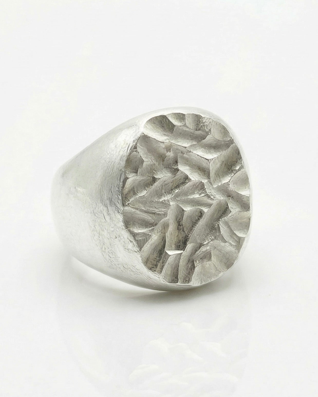 BASTION — Heavy Diamond-Carved Signet | Solid Sterling Silver