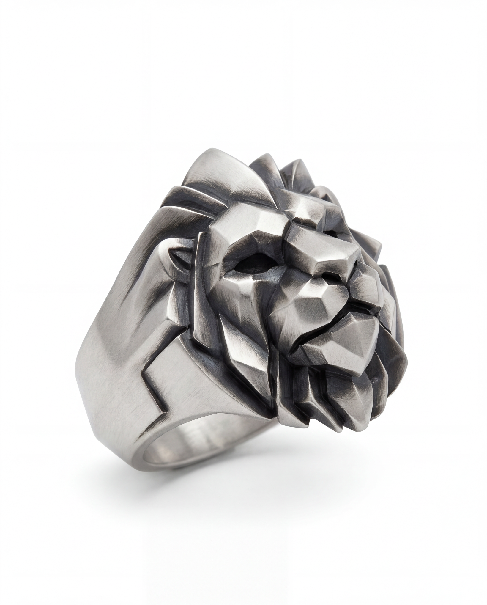 NEMEA hand-carved lion signet ring · recycled 925 sterling silver · Black Rock Jewel