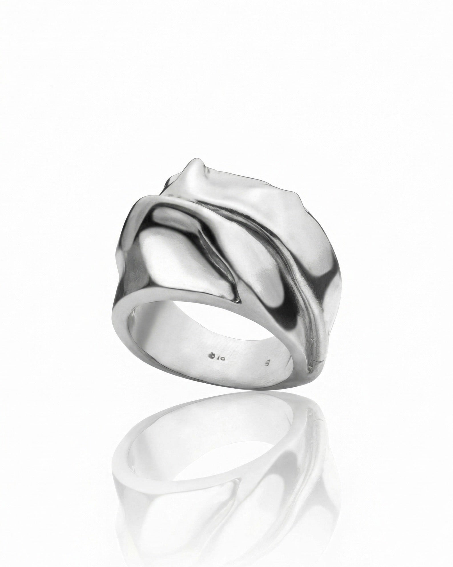 DRAPE — Crushed Fabric Texture Band | Solid Sterling Silver