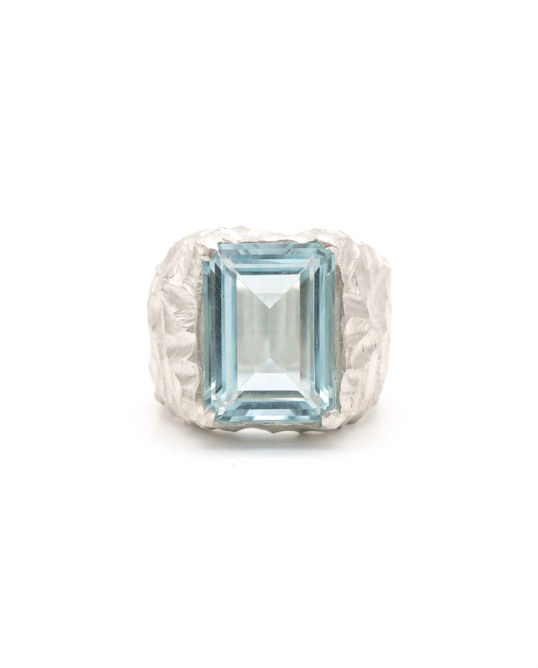 GLACIER — Carved Blue Topaz Signet | Solid Sterling Silver