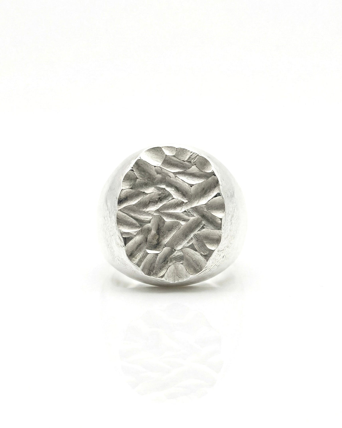 BASTION — Heavy Diamond-Carved Signet | Solid Sterling Silver Black Rock Jewel BASTION Diamond-Carved Signet Ring | Black Rock Jewel ring