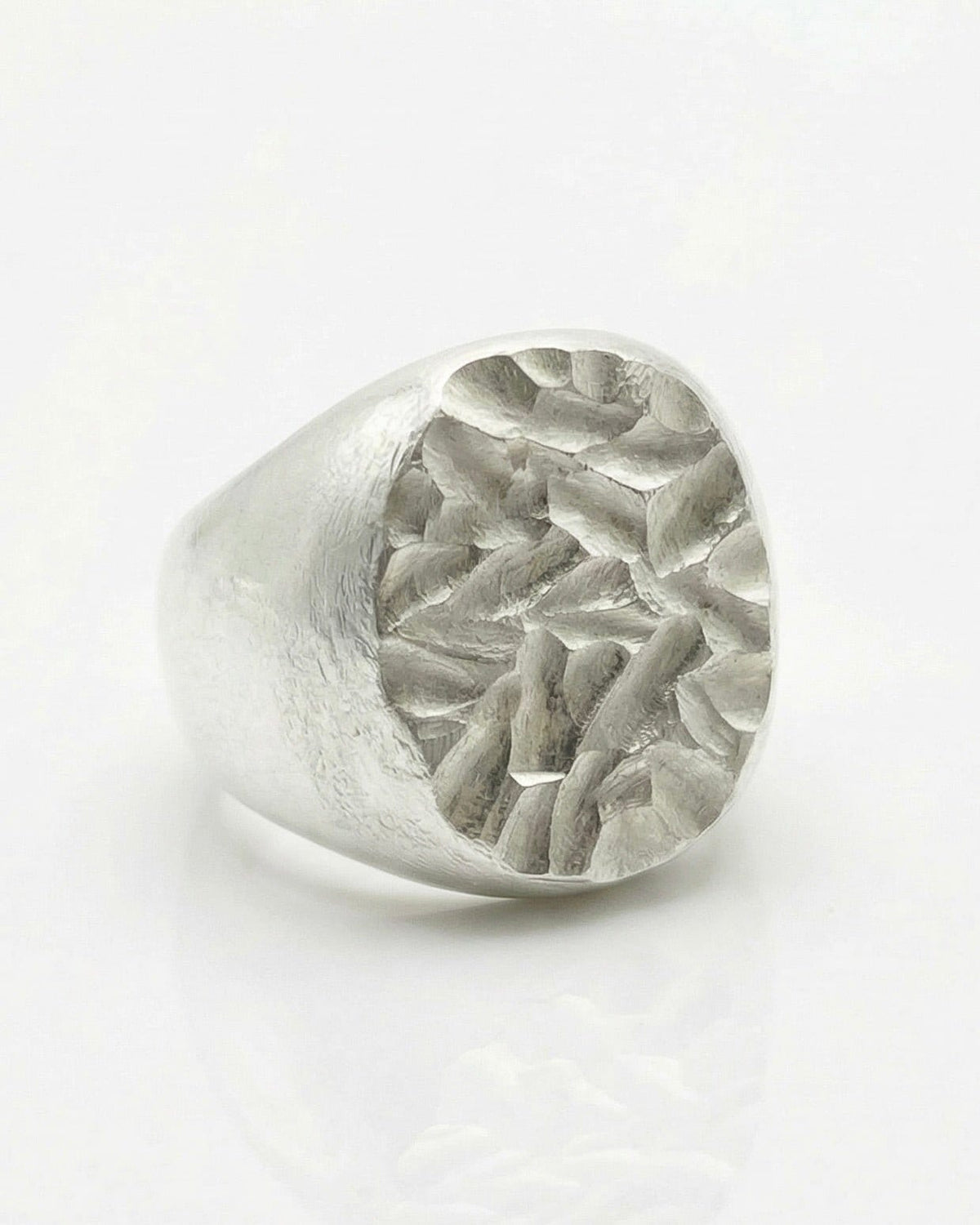 BASTION — Heavy Diamond-Carved Signet | Solid Sterling Silver Black Rock Jewel BASTION Diamond-Carved Signet Ring | Black Rock Jewel ring