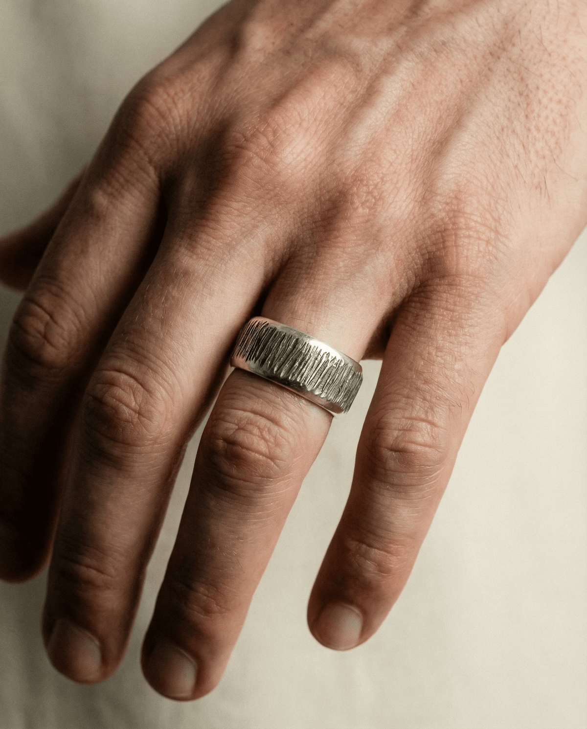 CHISEL — Sculpted Texture Band | Solid Sterling Silver Black Rock Jewel CHISEL Sculpted Texture Band | Black Rock Jewel ring
