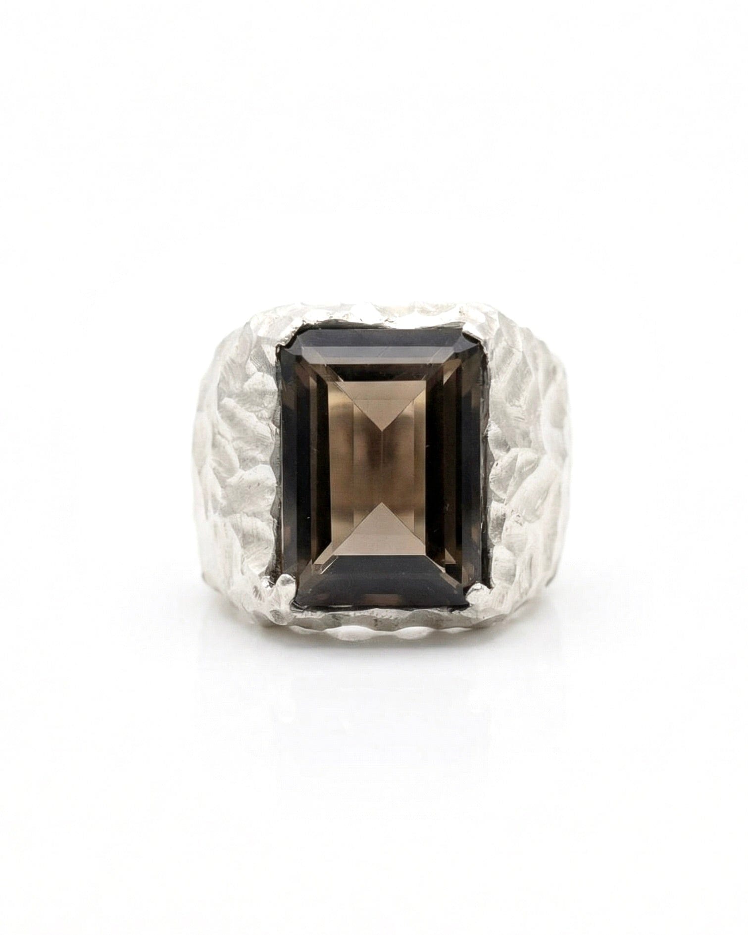 CRYPT — Engraved Smoky Quartz Signet | Solid Sterling Silver Black Rock Jewel CRYPT Engraved Smoky Quartz Signet | Black Rock Jewel ring