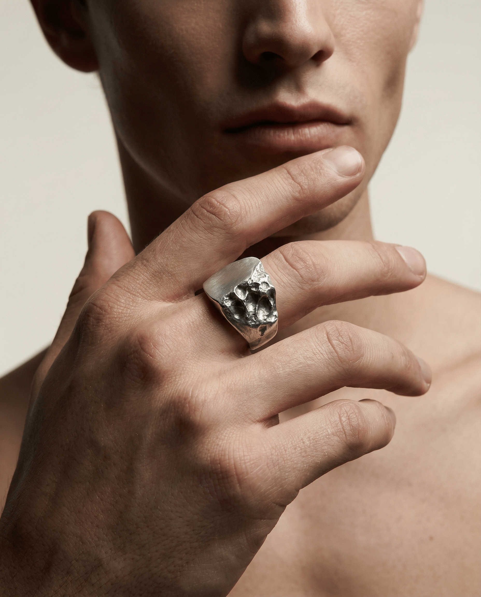 FISSURE — Fragmented Rock Signet | Solid Sterling Silver Black Rock Jewel FISSURE Fragmented Rock Signet | Black Rock Jewel ring