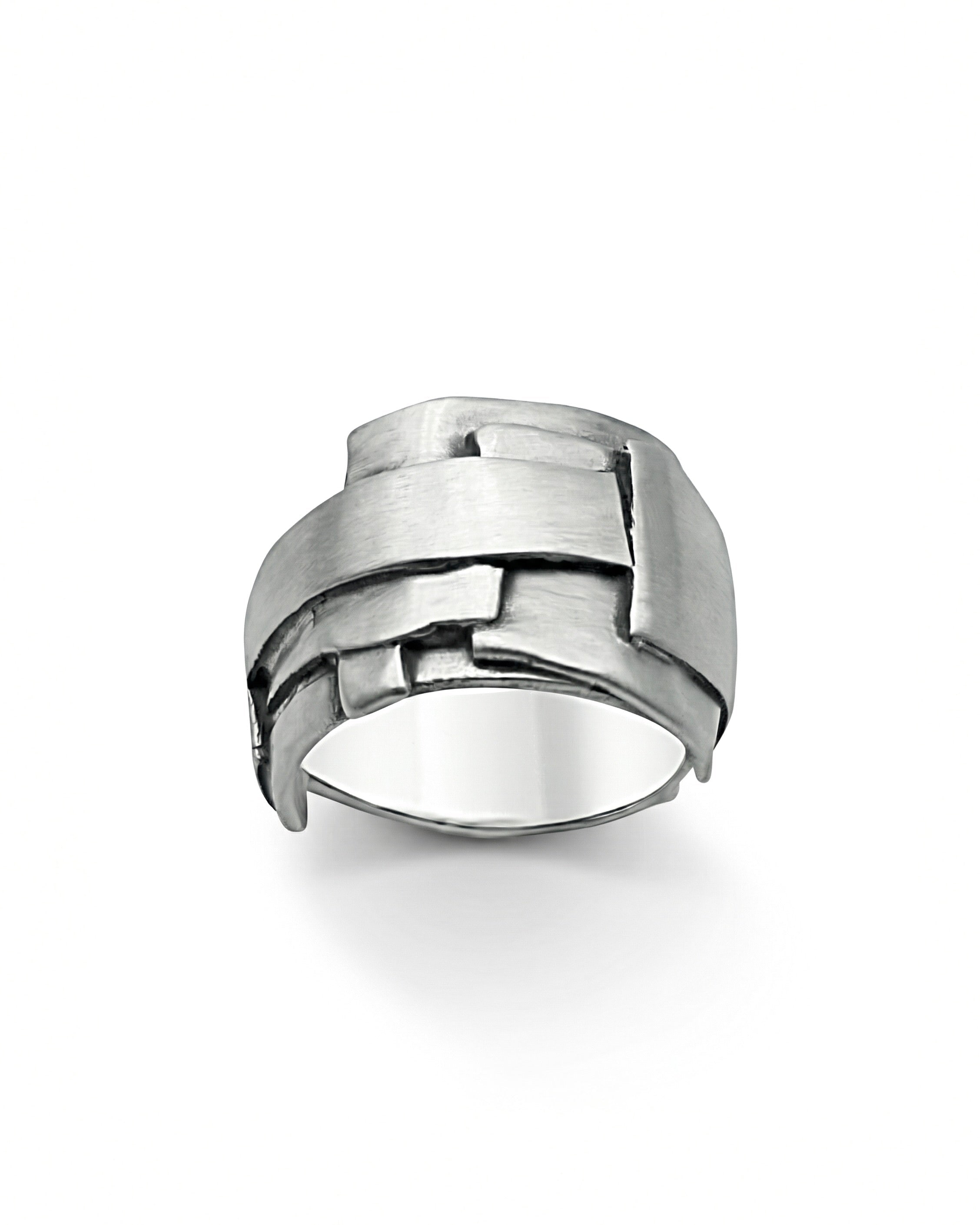 FORGE — Brutalist Cross-Hatch Band | Solid Sterling Silver - Black Rock Jewel