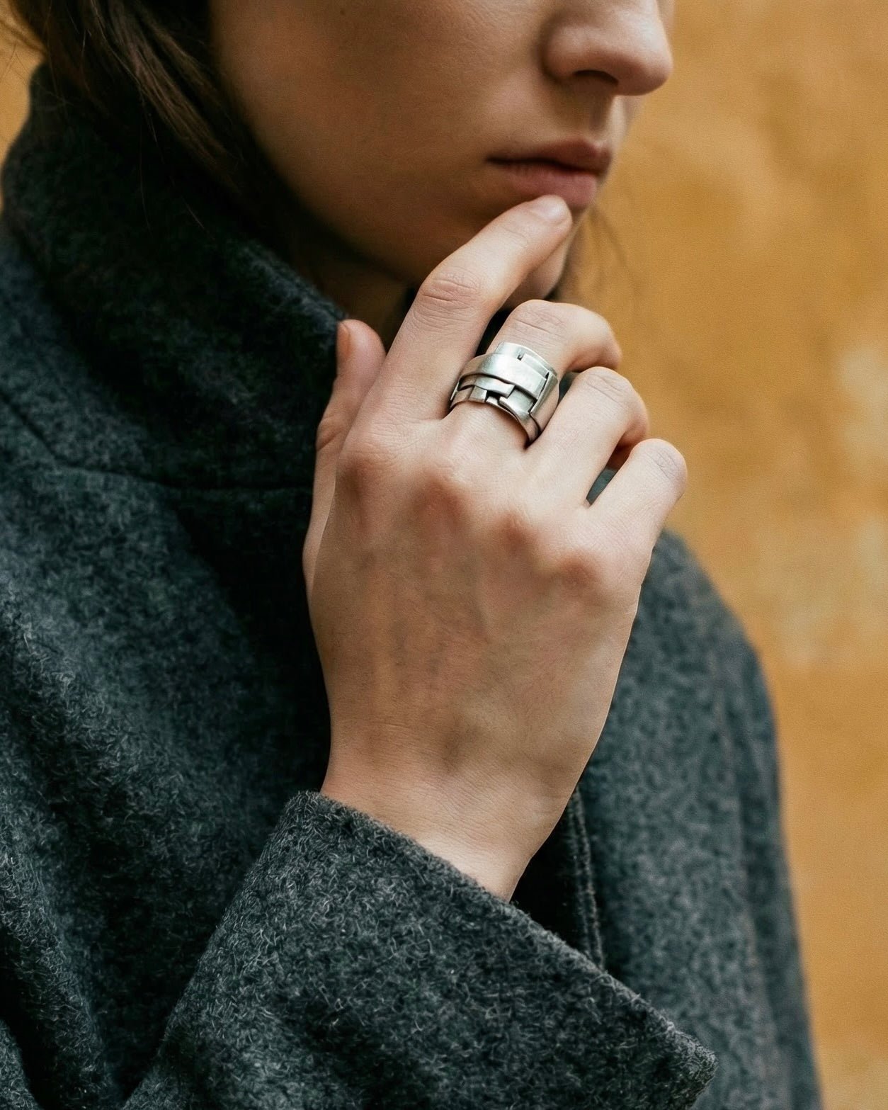FORGE — Brutalist Cross-Hatch Band | Solid Sterling Silver - Black Rock Jewel