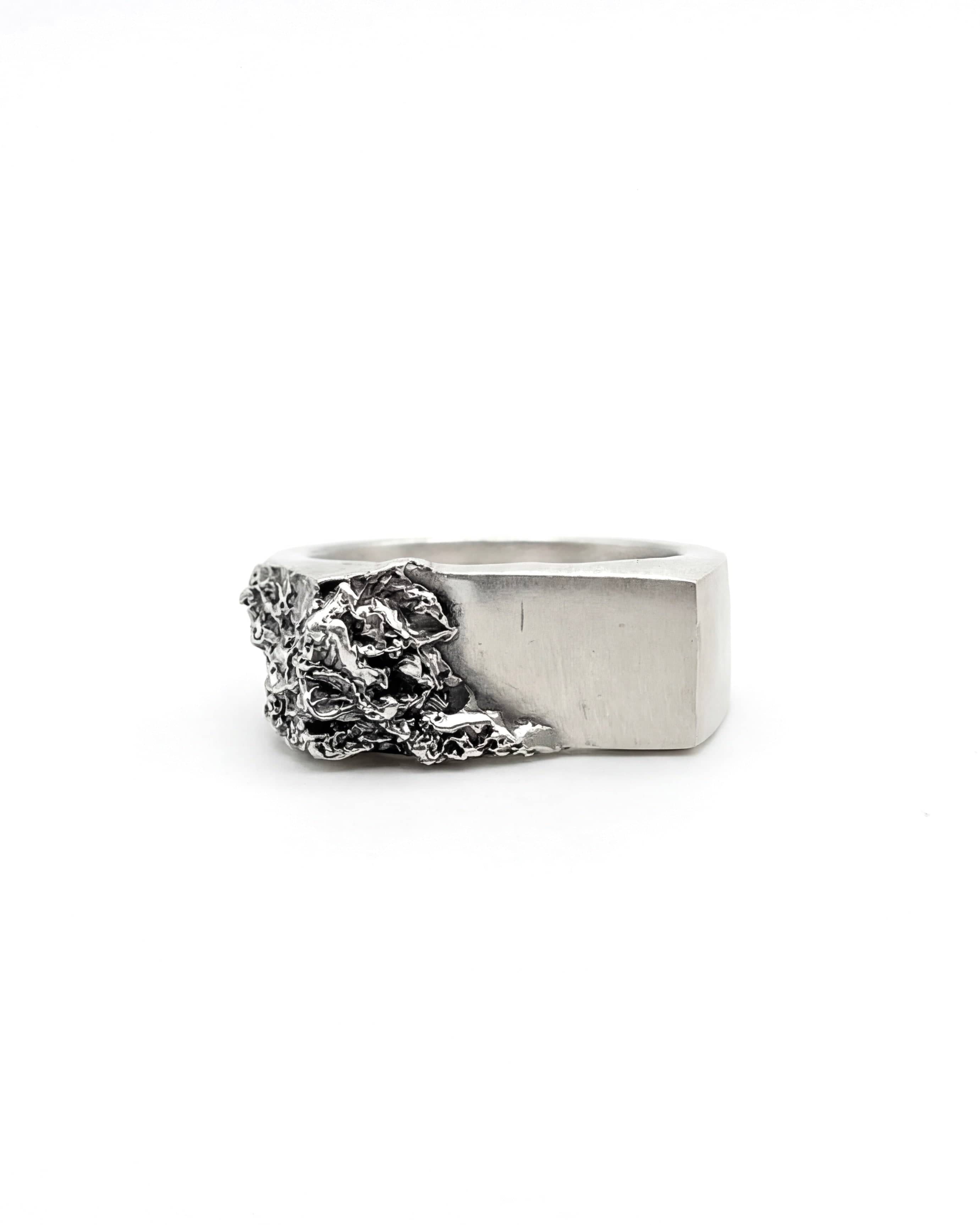 FRAME — Architectural Rectangular Signet | Solid Sterling Silver Black Rock Jewel FRAME Architectural Squared Signet | Black Rock Jewel ring