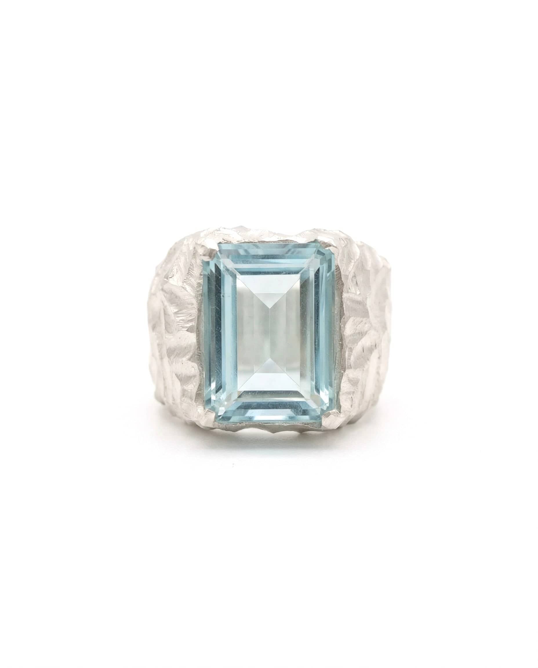 GLACIER — Carved Blue Topaz Signet | Solid Sterling Silver Black Rock Jewel GLACIER Blue Topaz Signet Ring | Black Rock Jewel ring