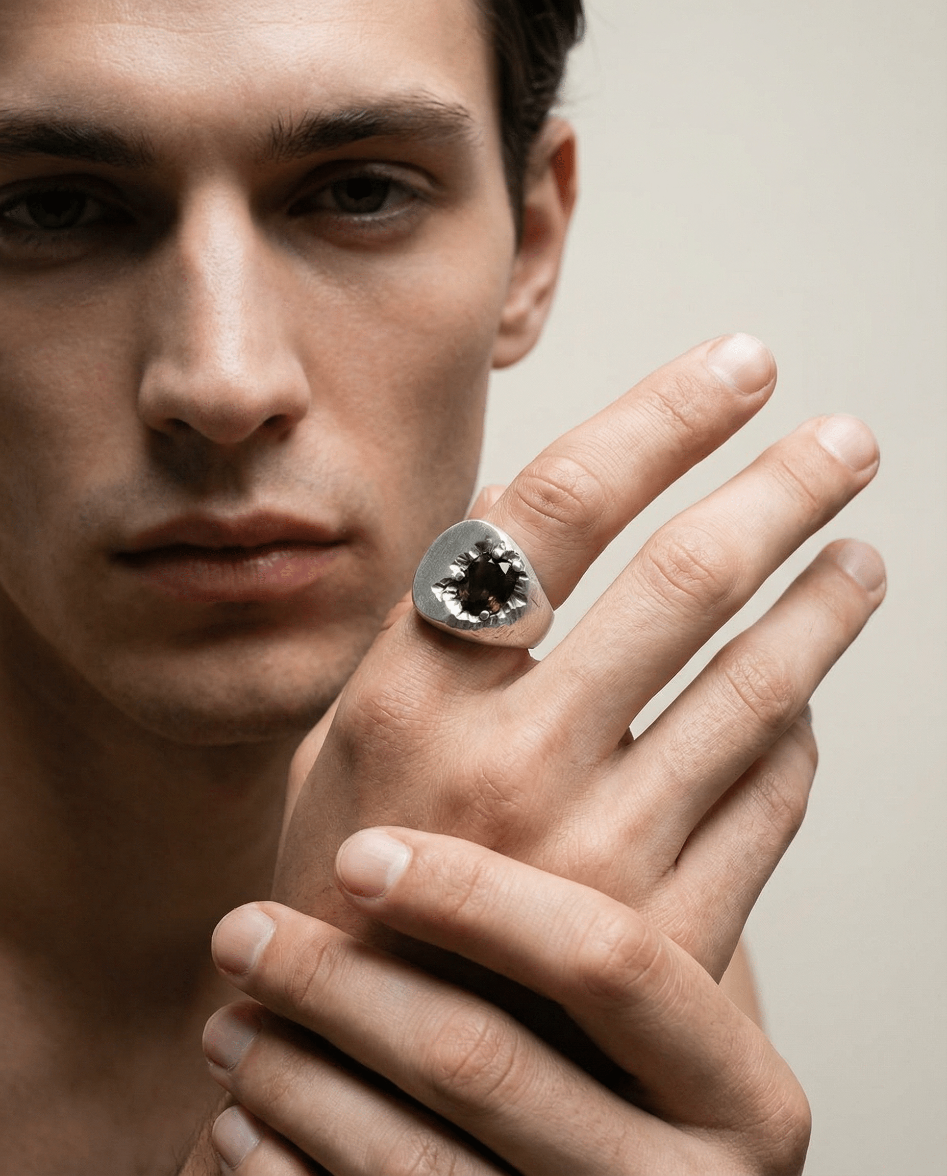 HAZE — Heavy Smoky Quartz Signet | Solid Sterling Silver Black Rock Jewel HAZE Heavy Smoky Quartz Signet | Black Rock Jewel ring