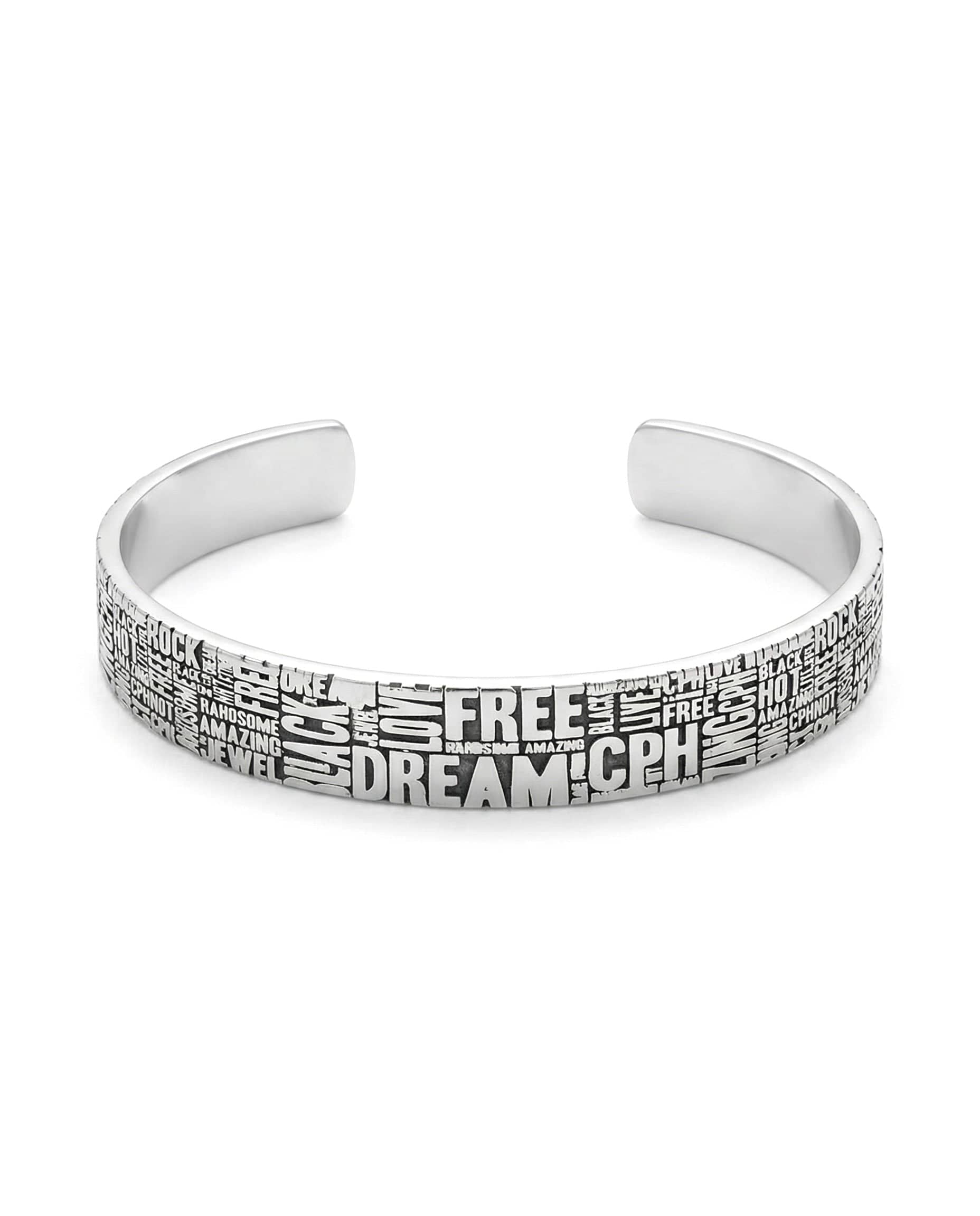 MANIFESTO — Typographic Word Cuff | Solid Sterling Silver Black Rock Jewel MANIFESTO Typographic Word Cuff | Black Rock Jewel bracelet