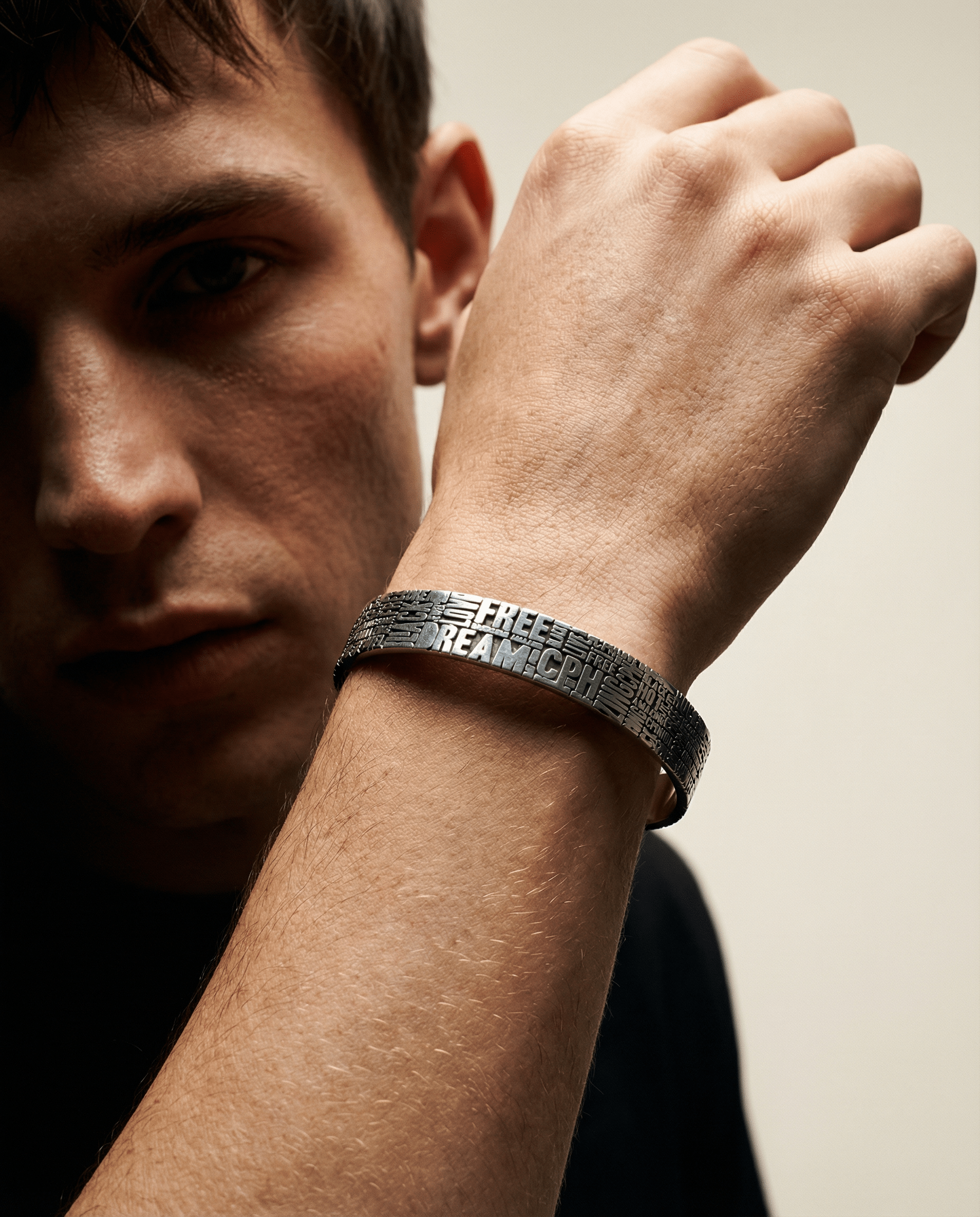 MANIFESTO — Typographic Word Cuff | Solid Sterling Silver - Black Rock Jewel