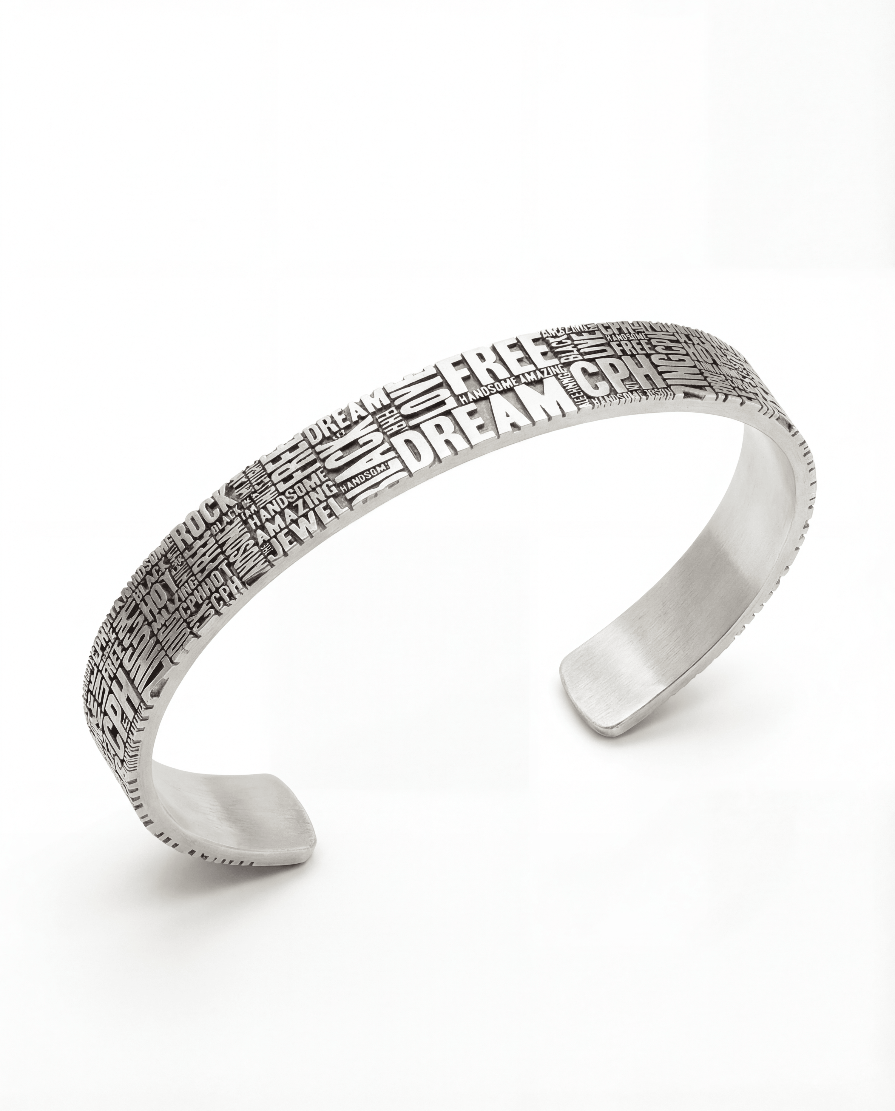 MANIFESTO — Typographic Word Cuff | Solid Sterling Silver - Black Rock Jewel
