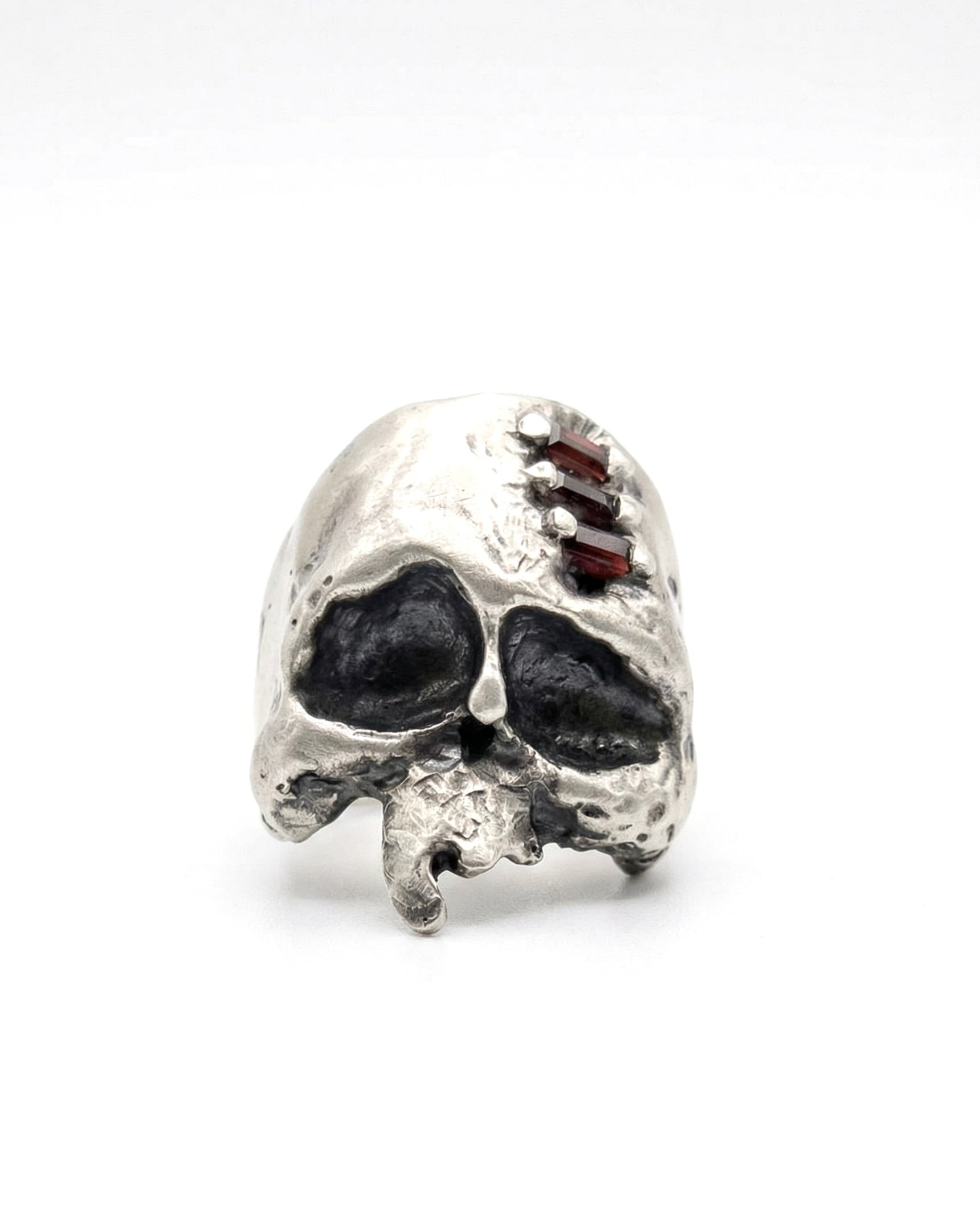 MEND — Garnet Suture Skull | Solid Sterling Silver - Black Rock Jewel
