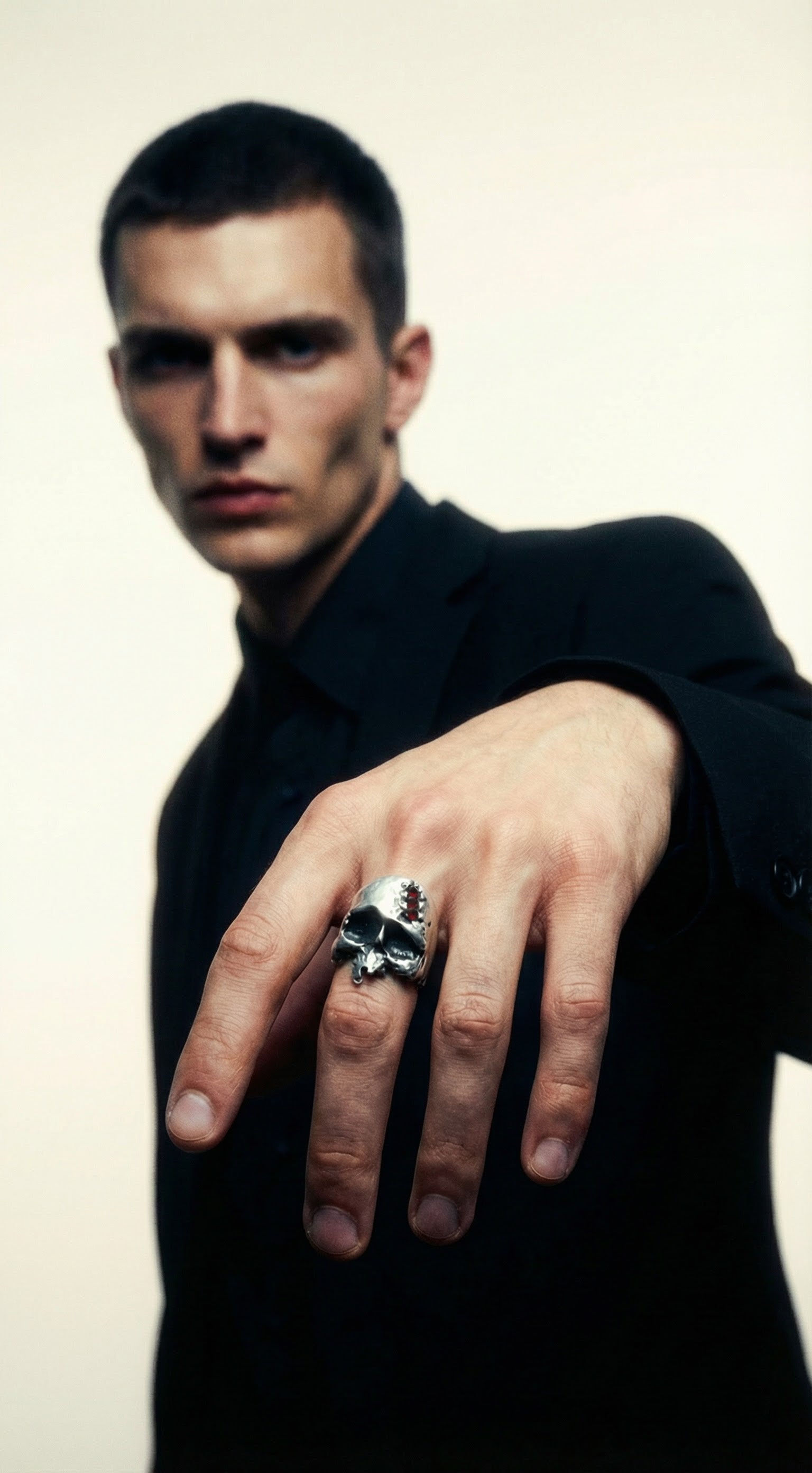 MEND — Garnet Suture Skull | Solid Sterling Silver - Black Rock Jewel