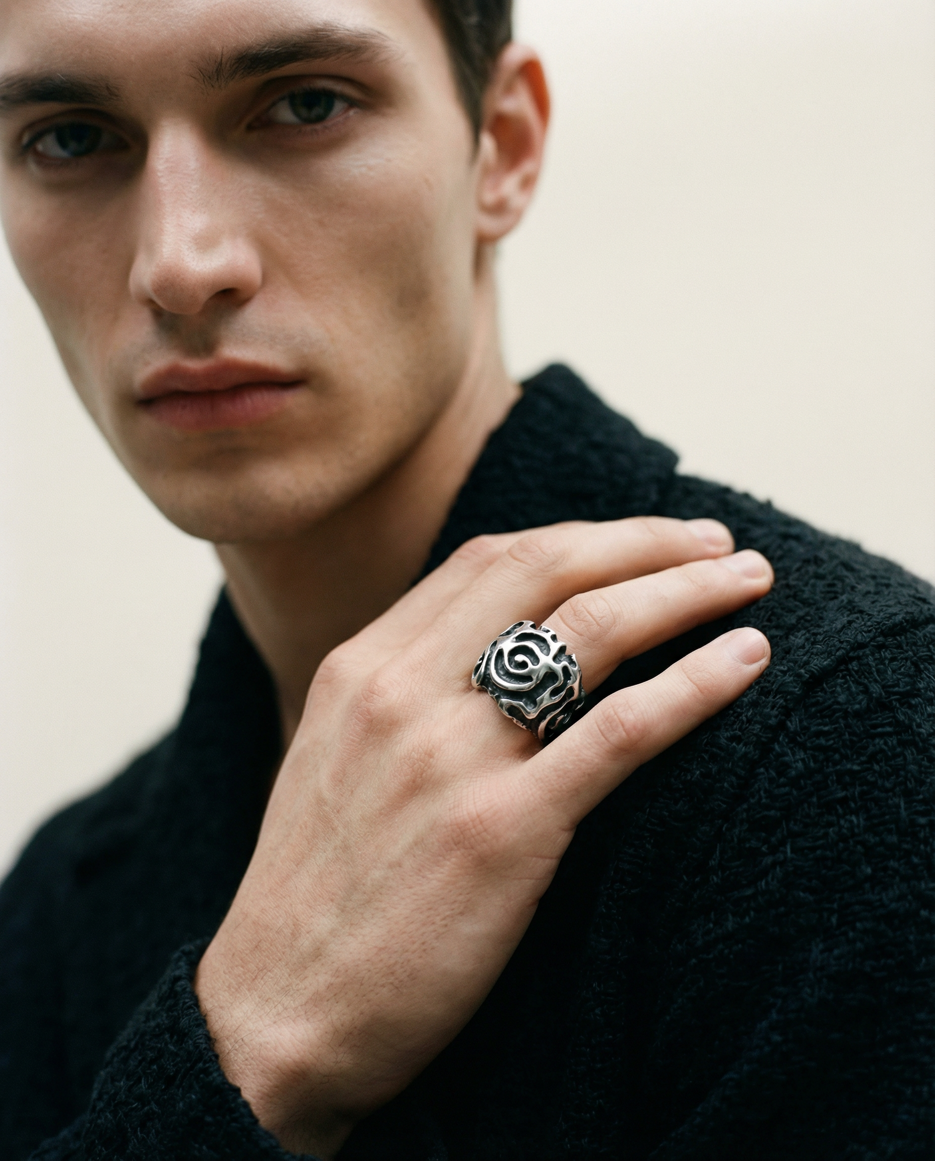 THORN sculpted rose signet ring · sterling silver · Black Rock Jewel