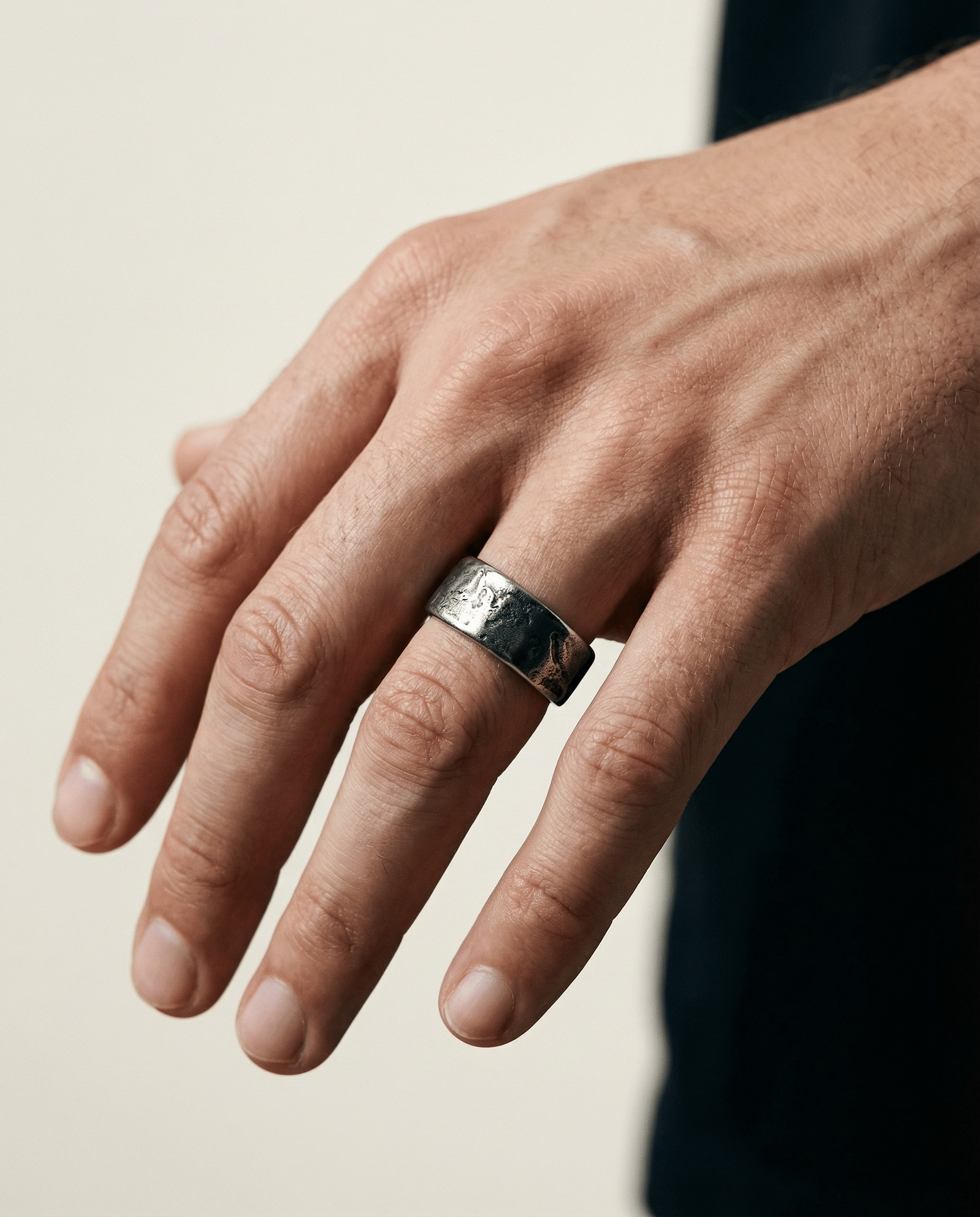 MONOLITH — Raw Texture Band Ring | Solid Silver Black Rock Jewel MONOLITH Raw Texture Band Ring | Black Rock Jewel ring