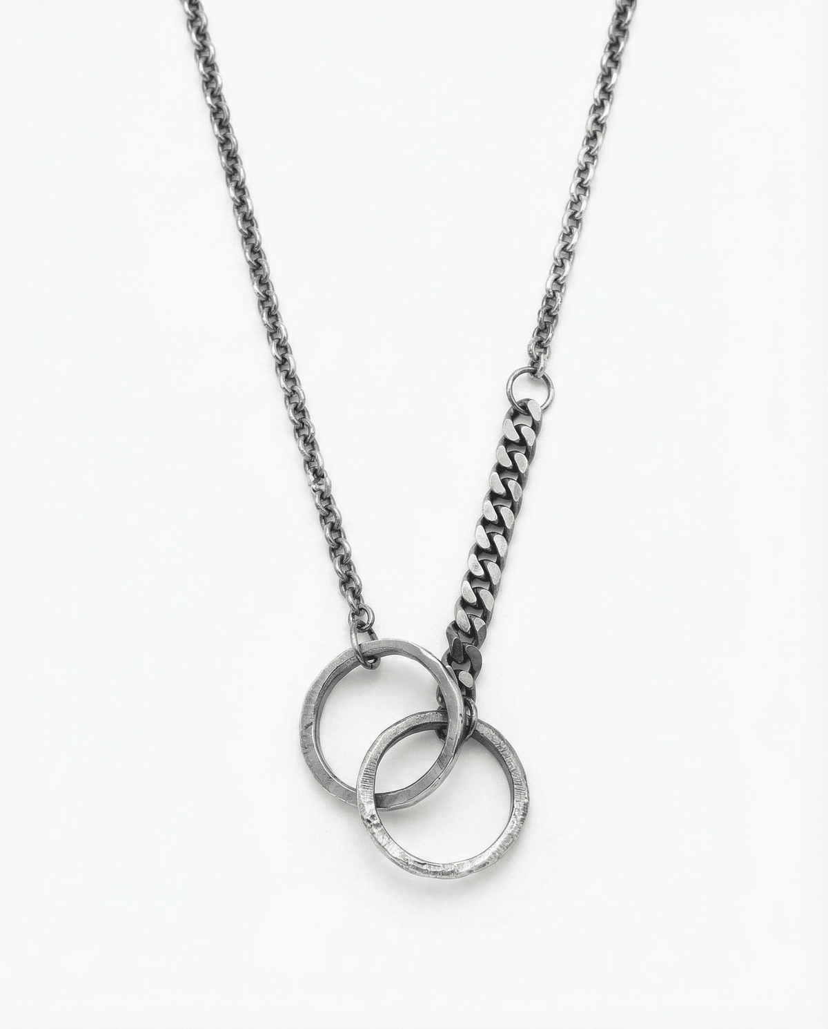 NEXUS Double Ring Pendant Necklace | Black Rock Jewel