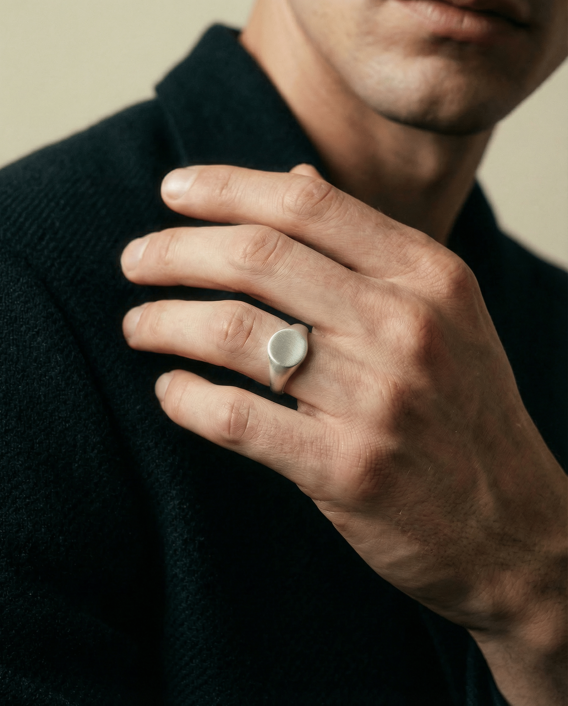 OFFSET — Sculpted Round Signet | Solid Sterling Silver Black Rock Jewel OFFSET Sculpted Round Signet Ring | Black Rock Jewel ring
