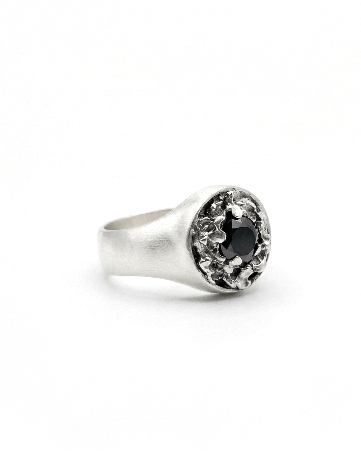 ONYX DOT — Minimalist Pinky Signet | Solid Sterling Silver Black Rock Jewel ONYX DOT Minimalist Pinky Signet | Black Rock Jewel ring