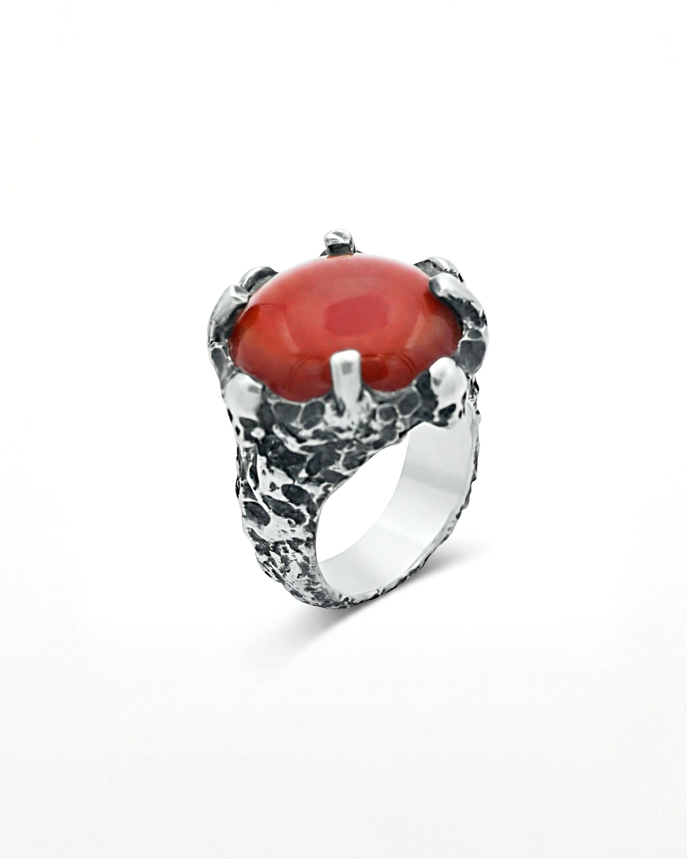 PHOENIX — Carnelian Skull Signet | Solid Sterling Silver Black Rock Jewel PHOENIX Carnelian Skull Signet | Black Rock Jewel ring