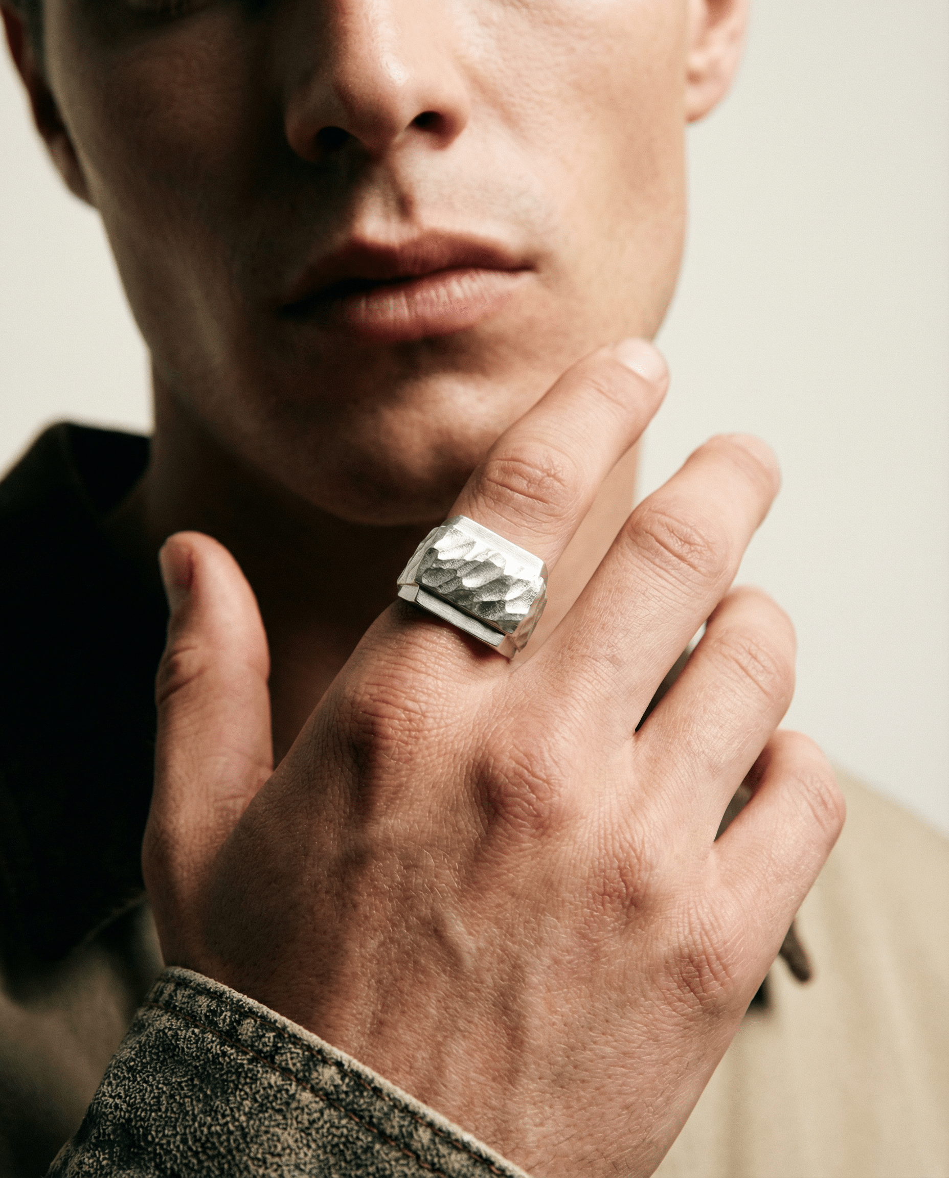 QUARRY — Eroded Signet Band | Solid Sterling Silver Black Rock Jewel QUARRY Eroded Signet Band Ring | Black Rock Jewel ring