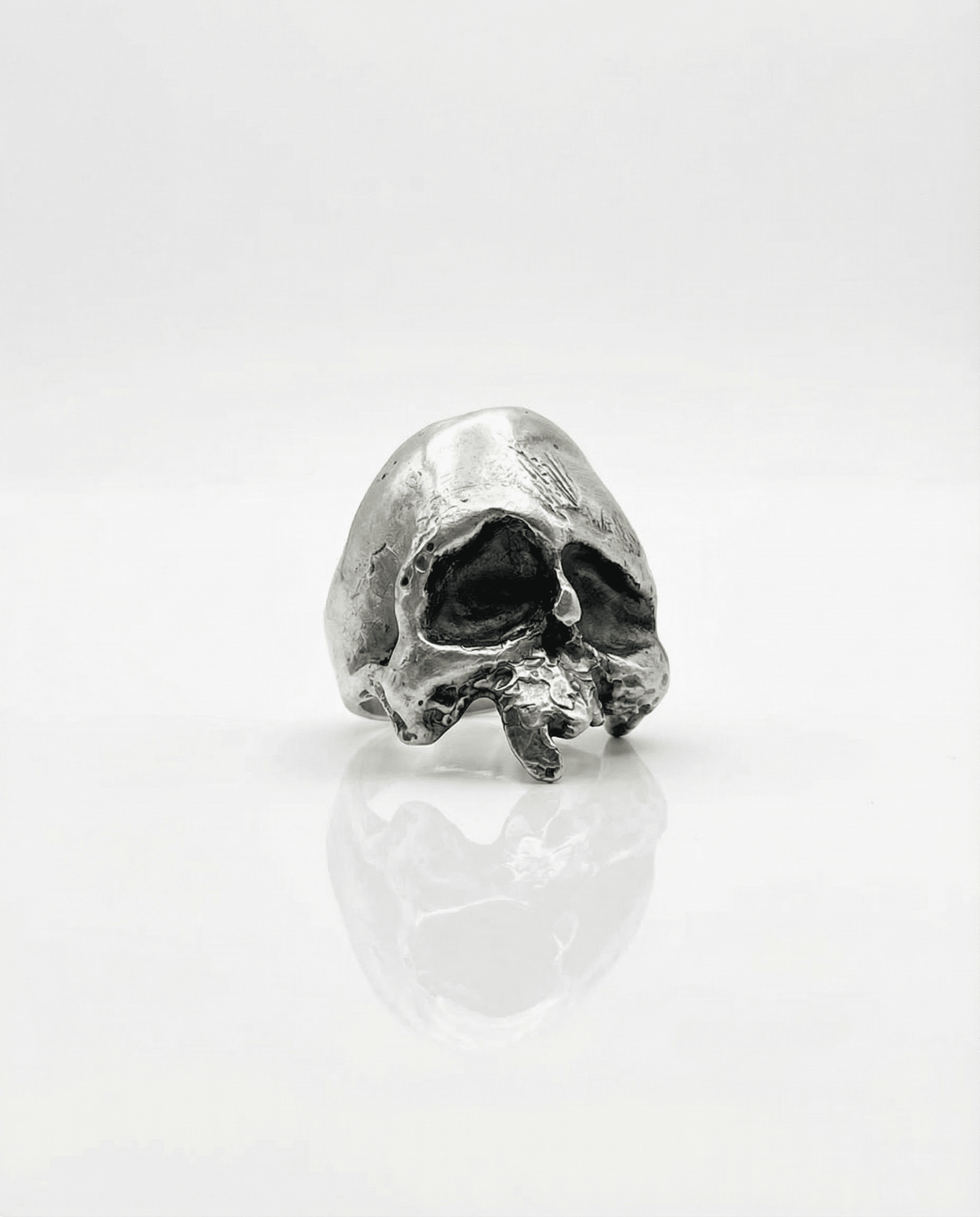 RELIC — Hand-Sculpted Skull | Solid Sterling Silver Black Rock Jewel RELIC Hand-Sculpted Skull Ring | Black Rock Jewel ring