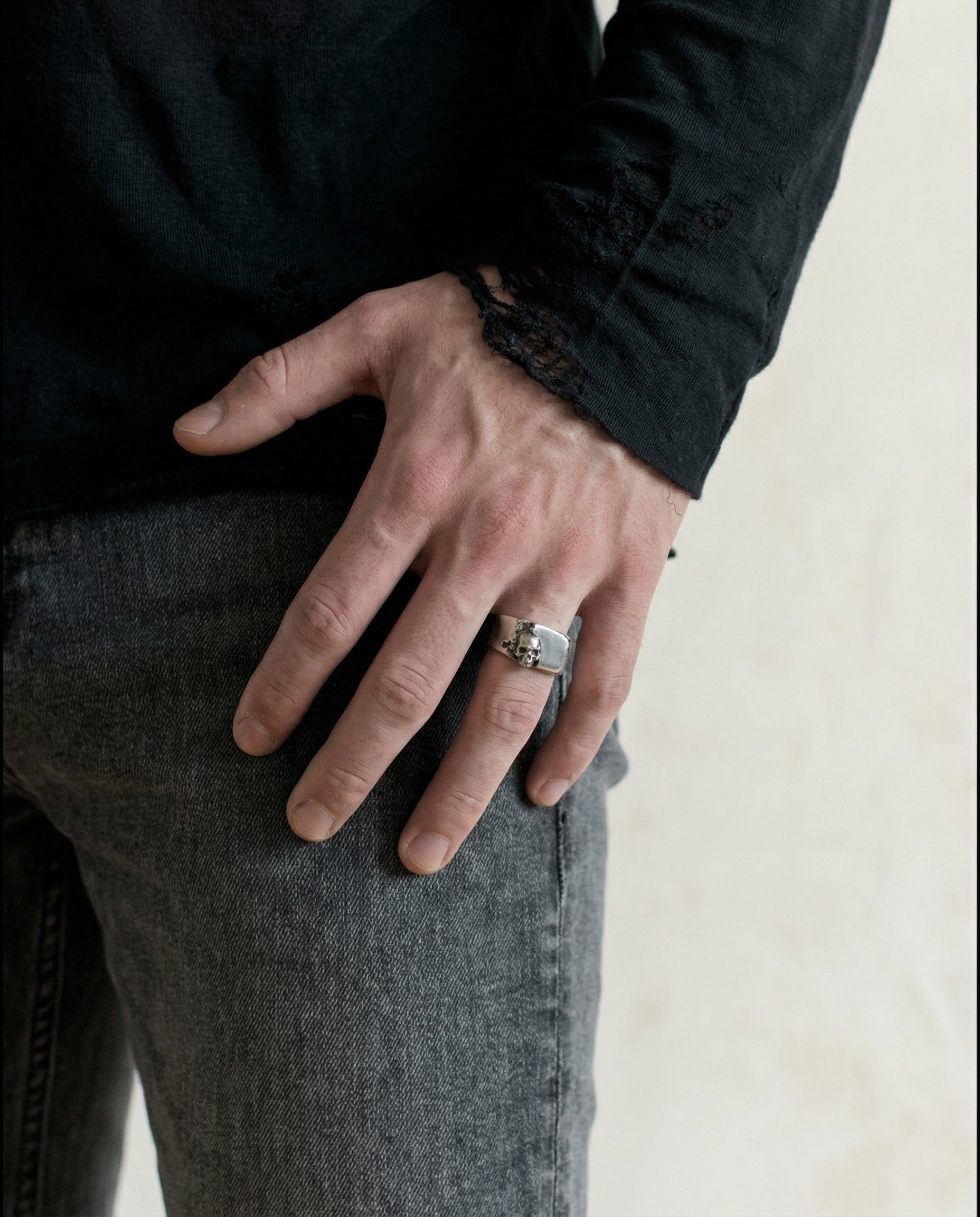 MEMENTO MORI Skull Signet Ring | Black Rock Jewel