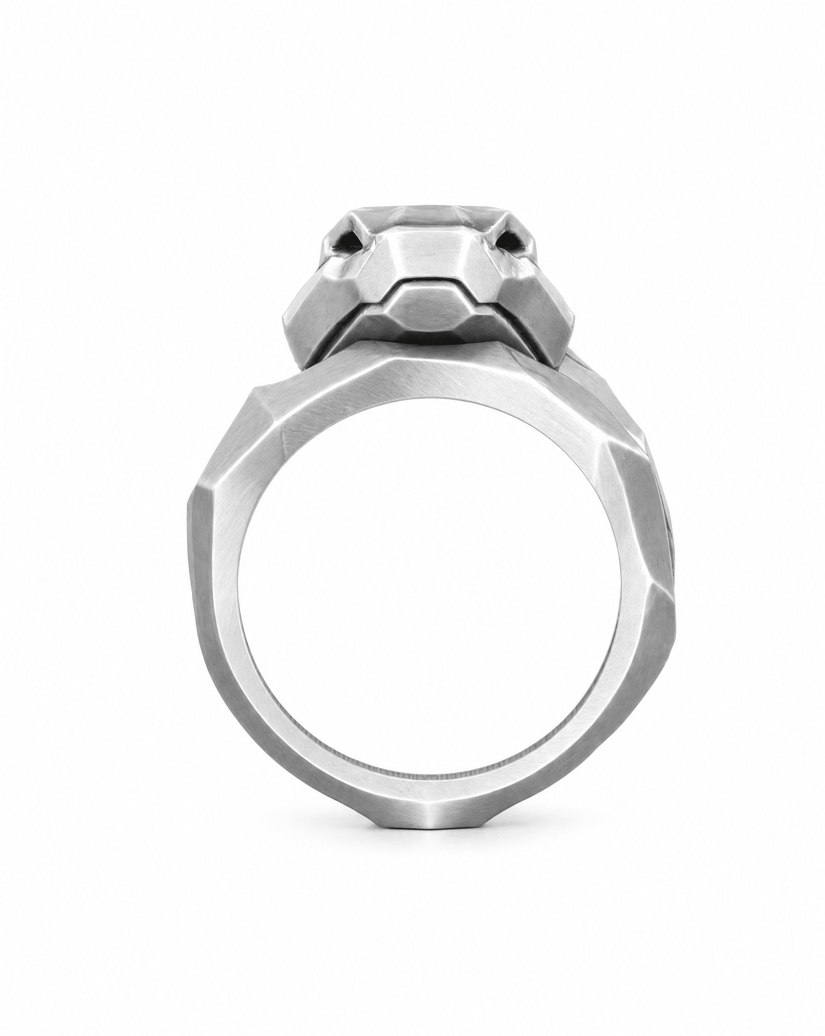 Snake Head Signet Ring for Men | Hand-Carved 925 Sterling Silver | JÖRMUNGANDR - Black Rock Jewel