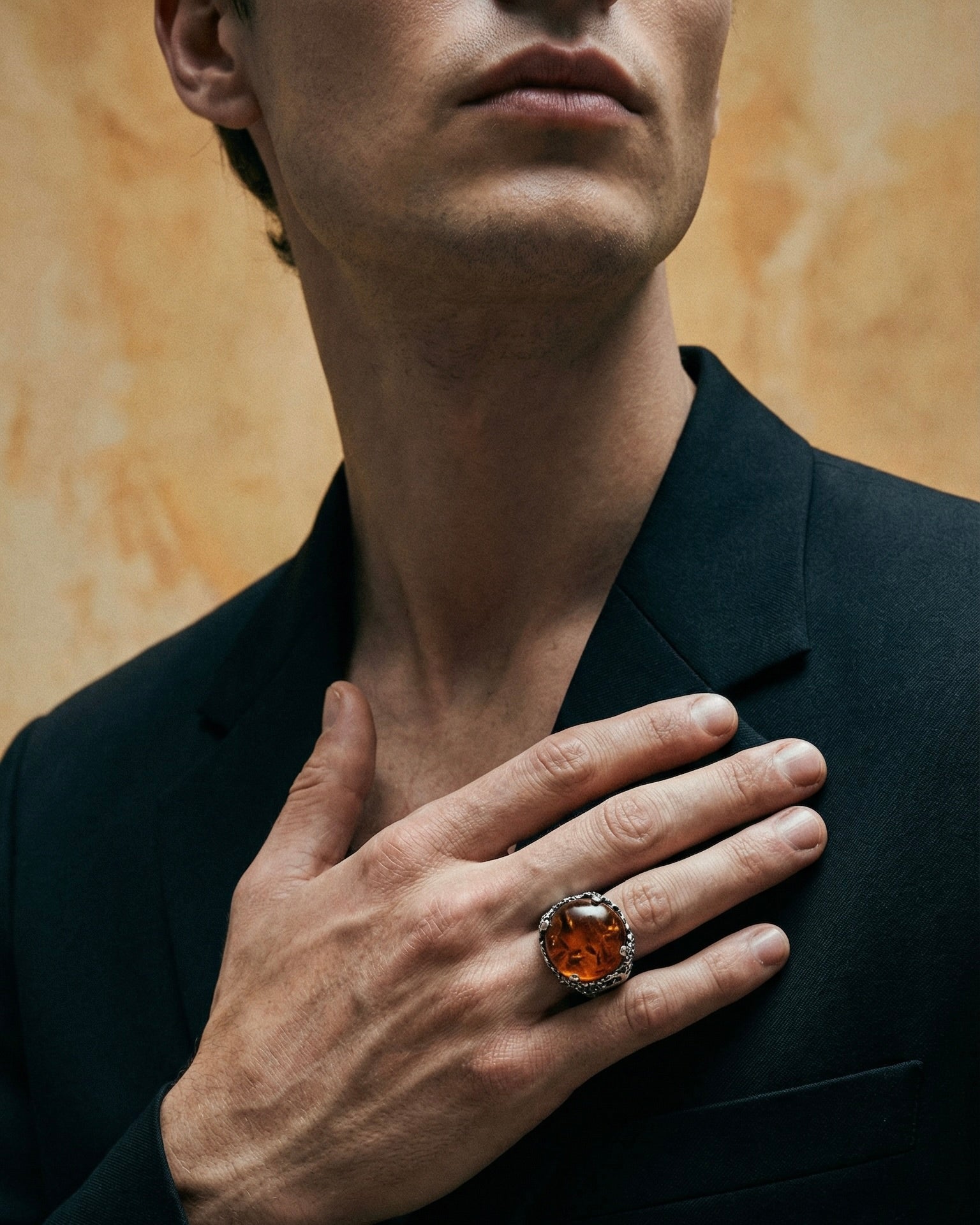 SOLAR — Heavy Amber Signet | Solid Sterling Silver - Black Rock Jewel