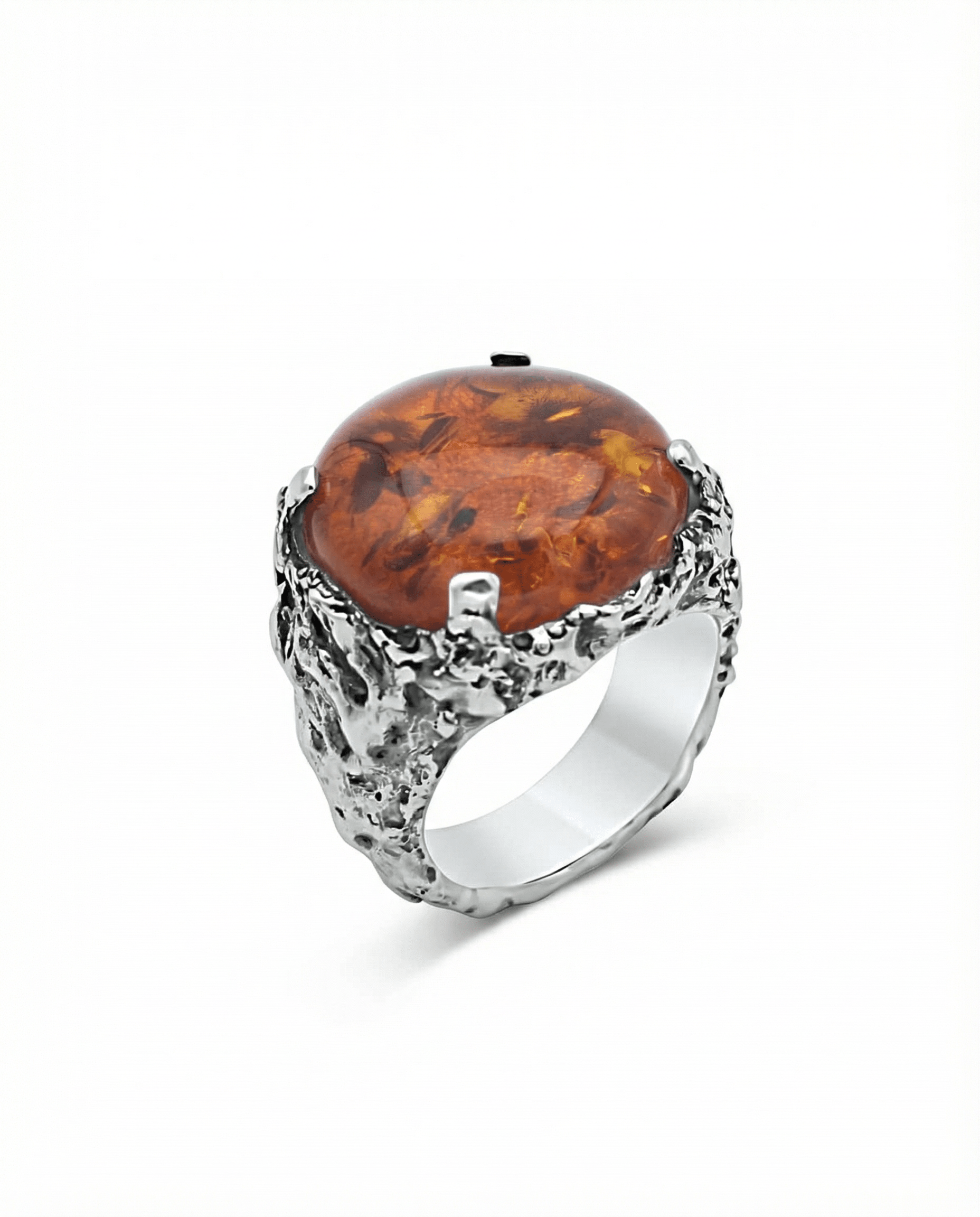 SOLAR — Heavy Amber Signet | Solid Sterling Silver - Black Rock Jewel