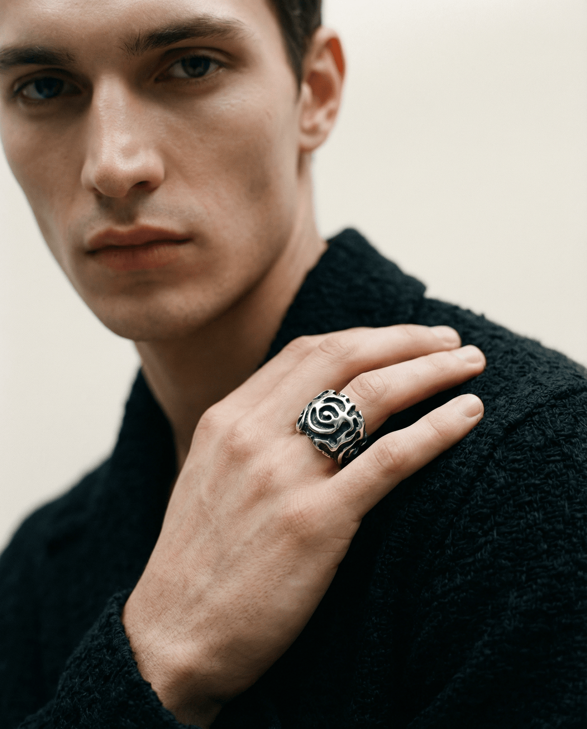 THORN — Sculpted Rose Signet | Solid Sterling Silver Black Rock Jewel THORN Sculpted Rose Signet Ring | Black Rock Jewel ring