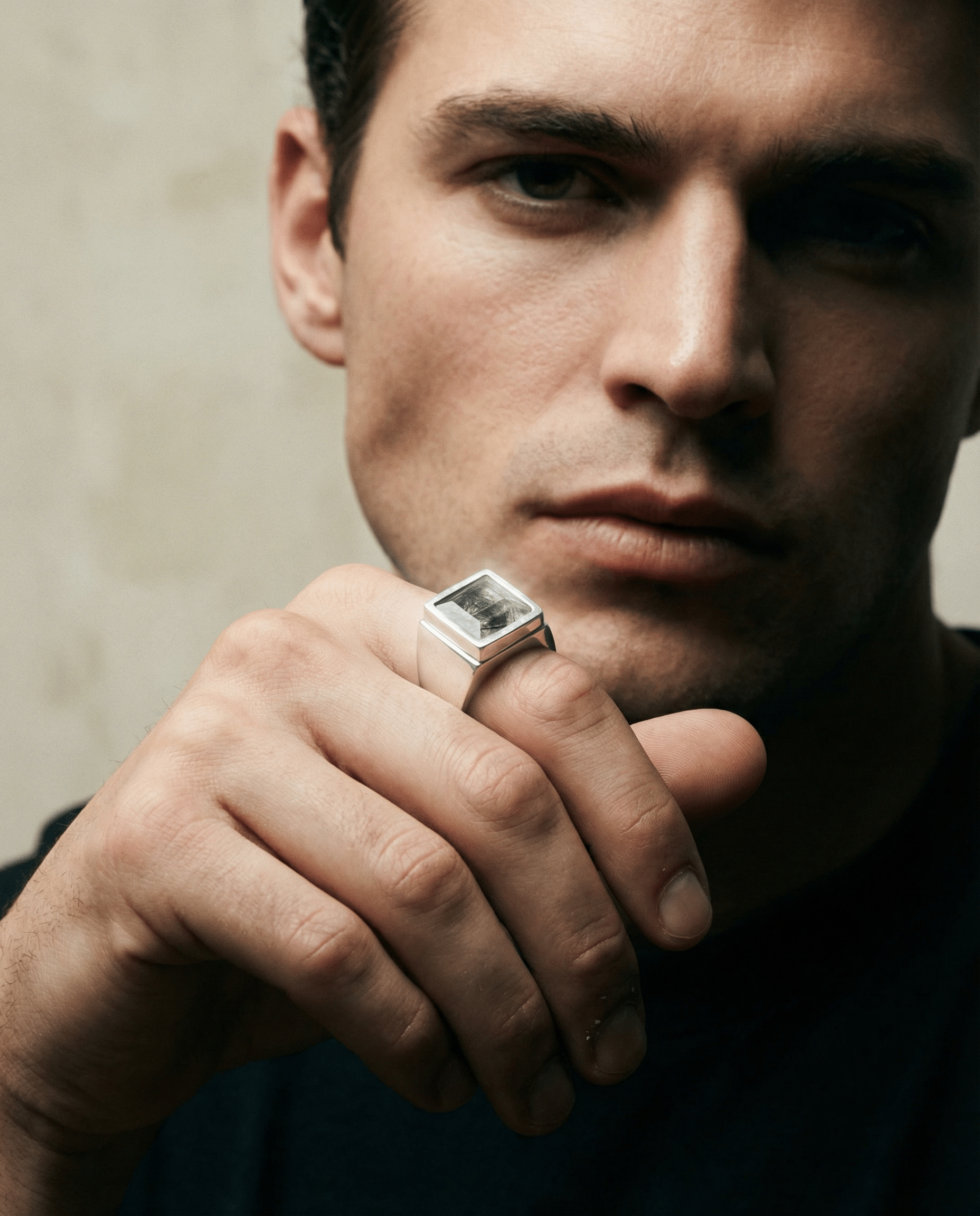 THUNDER — Black Rutile Quartz Signet | Solid Sterling Silver Black Rock Jewel THUNDER Black Rutile Quartz Signet | Black Rock Jewel ring