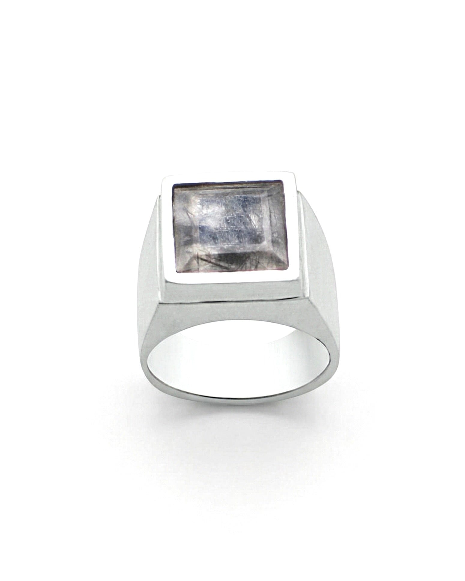 THUNDER — Black Rutile Quartz Signet | Solid Sterling Silver Black Rock Jewel THUNDER Black Rutile Quartz Signet | Black Rock Jewel ring