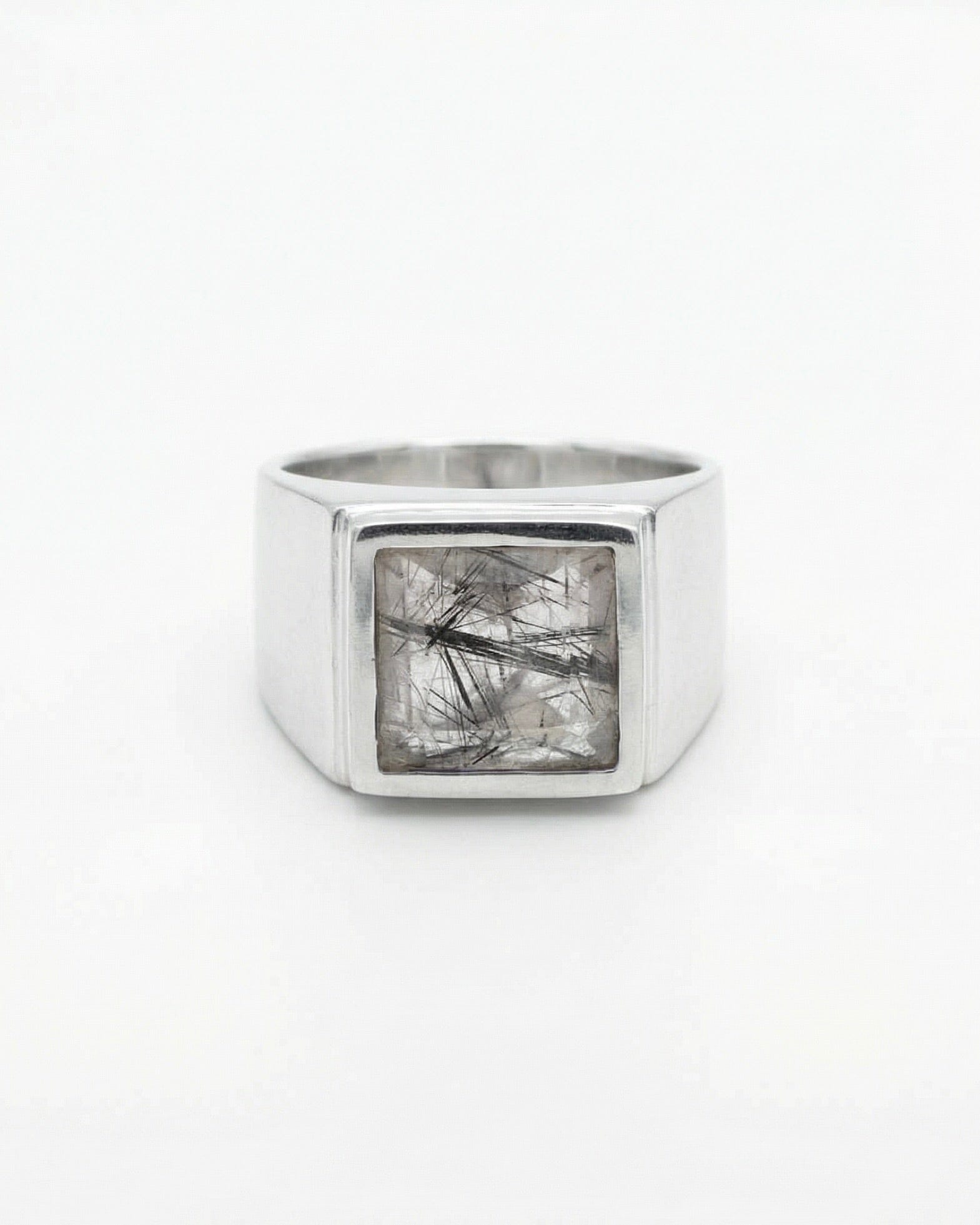 THUNDER — Black Rutile Quartz Signet | Solid Sterling Silver Black Rock Jewel THUNDER Black Rutile Quartz Signet | Black Rock Jewel ring