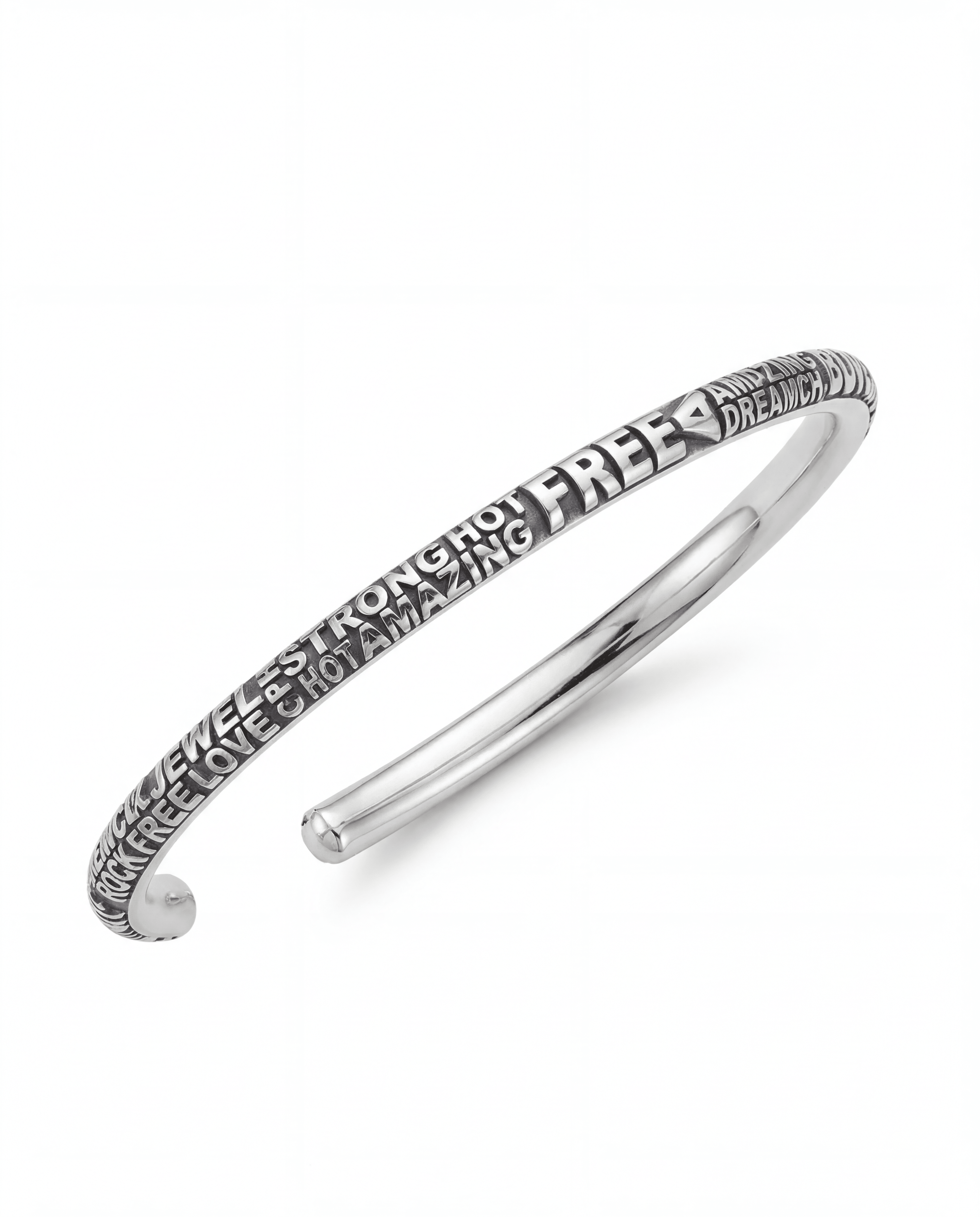 VERSE — Rounded Typographic Cuff | Solid Sterling Silver - Black Rock Jewel