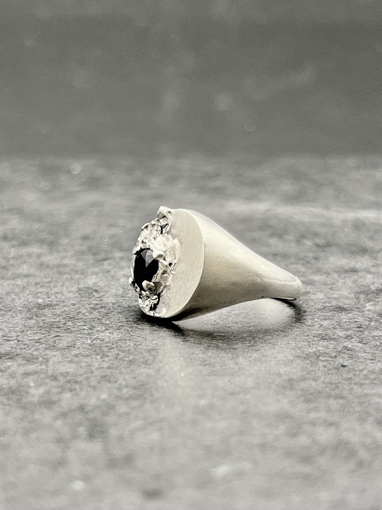 Black Rock Signet Ring Natural Black Onyx Gemstone - Black Rock Jewel