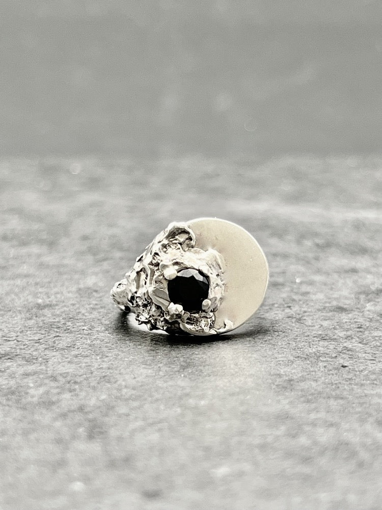 Black Rock Signet Ring Natural Black Onyx Gemstone - Black Rock Jewel